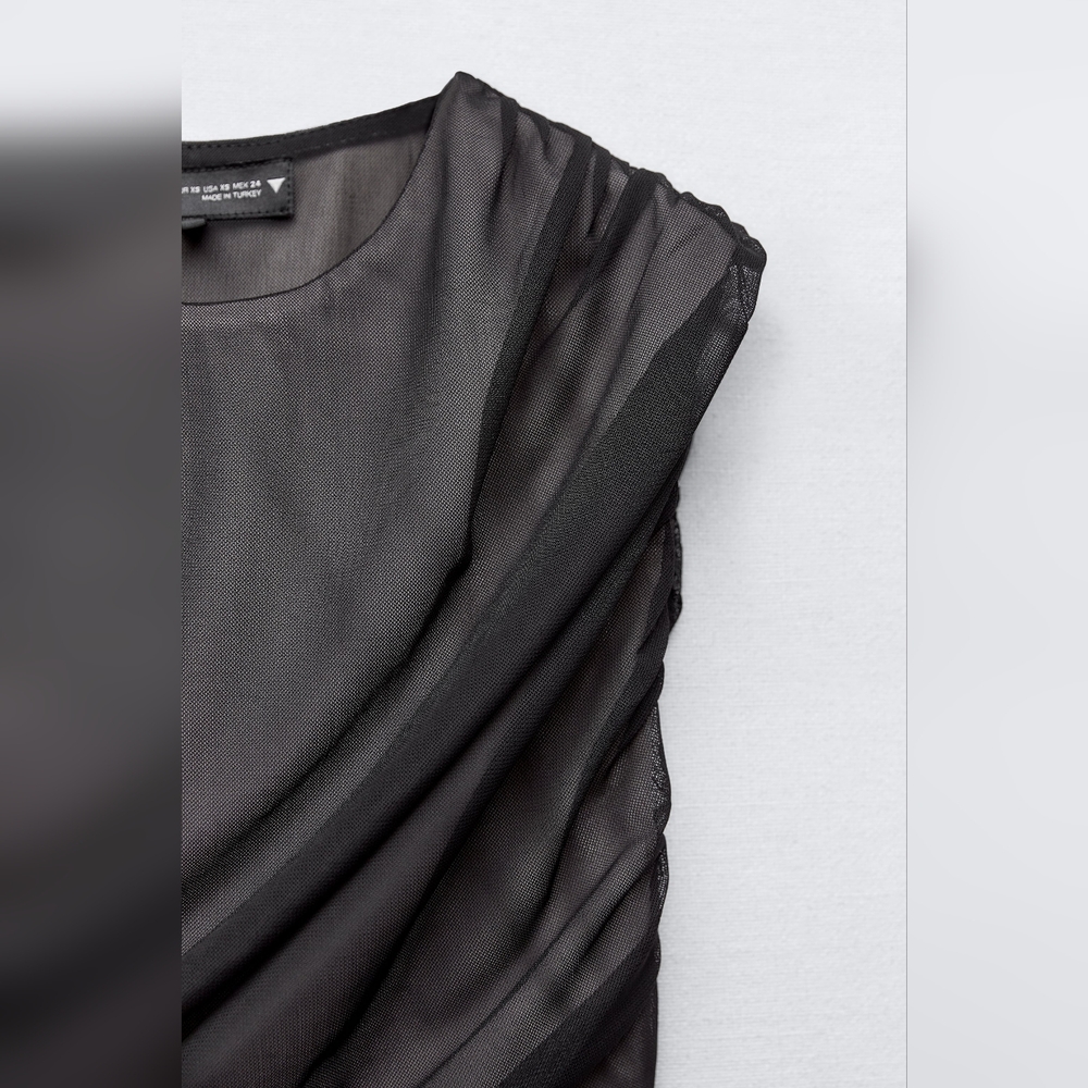 ZARA MIXED TULLE DRESS - Picture 8 of 10